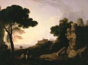 Richard Wilson Landscape Capriccio with Tomb of the Horatii and Curiatii, and the Villa of Maecenas at Tivoli oil painting reproduction